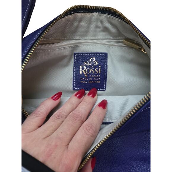 Bruno Rossi Firenze Pegasus Royal Blue Purple Italian Leather Crossbody PurseBag - Picture 3 of 7